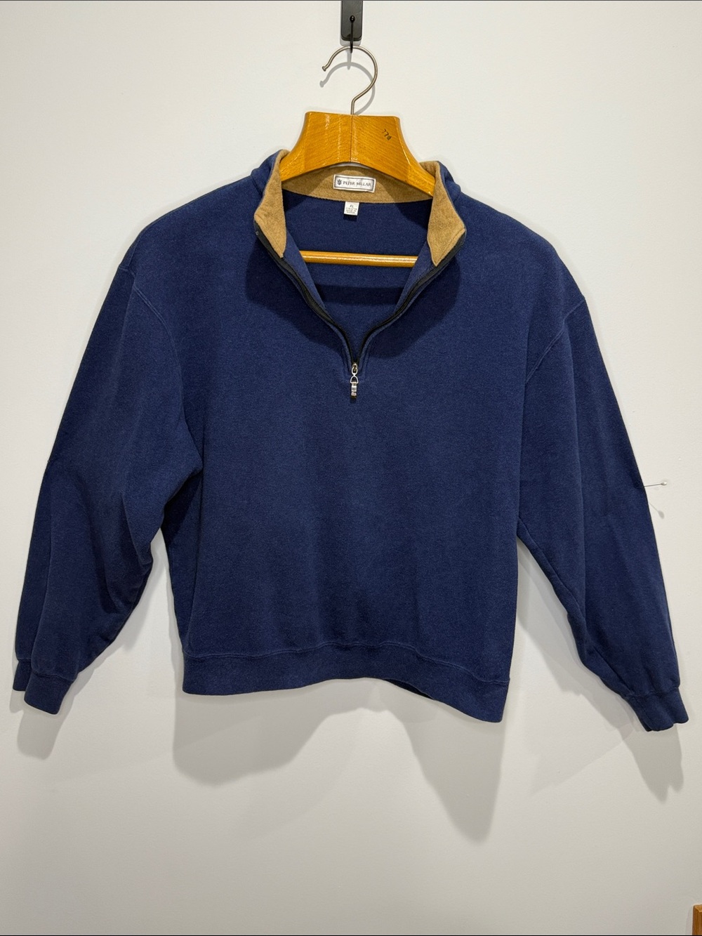 Peter Millar Men's Navy Flannel Quarter-Zip Sweater